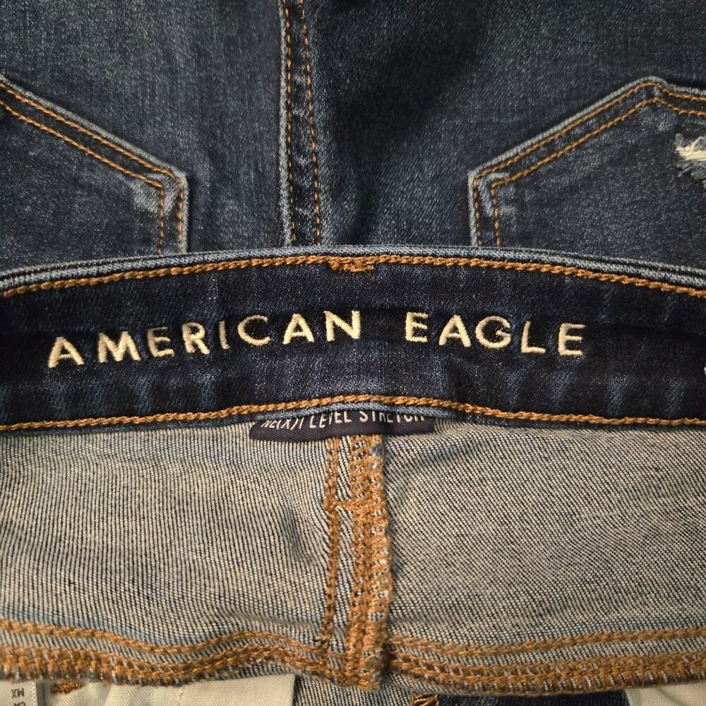 American Eagle Hi-Rise Shortie Distressed Cut Off Denim Shorts 0 Summer Festival - Picture 4 of 10